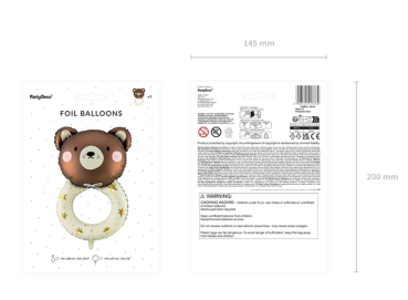 XXL Folienballon Figur - Teddybär Rassel - 61cm x 88cm